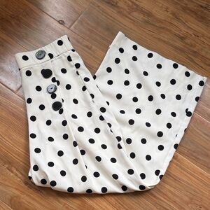 Zara Black and White Polka Dot Cropped Pants